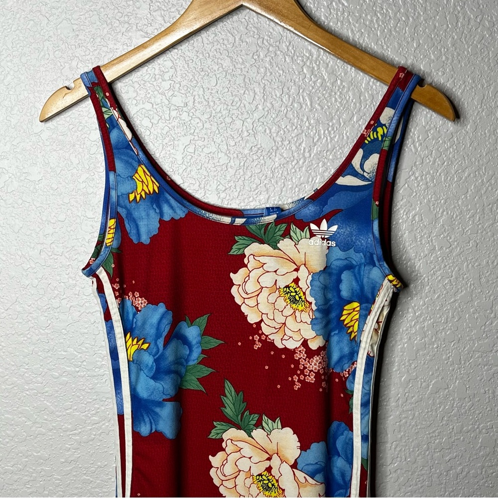 Adidas Originals x FARM Rio Chita Tank Dress Bodycon‎ S Stripes Floral Red Small - Picture 5 of 16